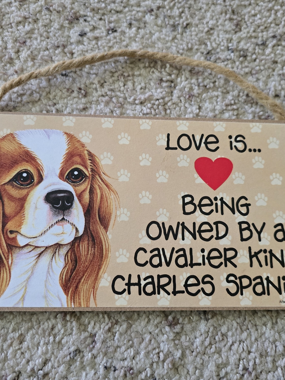 Cavalier King Charles Spaniel Dog Wall Sign - Beige